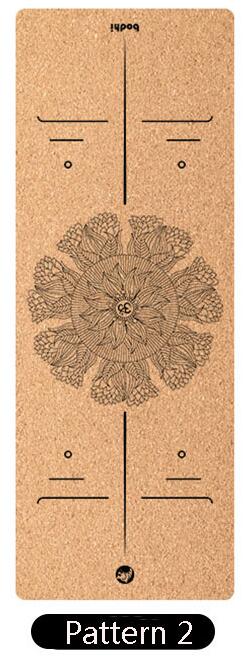 Yoga Mat - Natural Cork & TPE - 183x65cm - Non-Slip - Odorless - Fitness Gym Pilates: Pattern 2