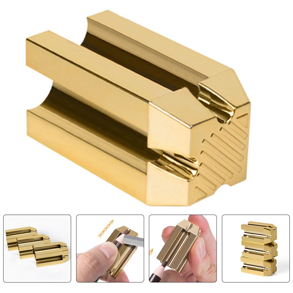 1Pc Pencils Sharpener Four Sides Pencils Sharpener Golden