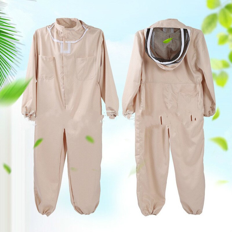Ropa de abejas y traje de apicultura, traje espacial beige de una pieza, antipicaduras, herramienta de protección de abejas