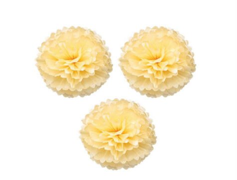 Papier pompon fleur vigne ornement 25 Cm-Beige