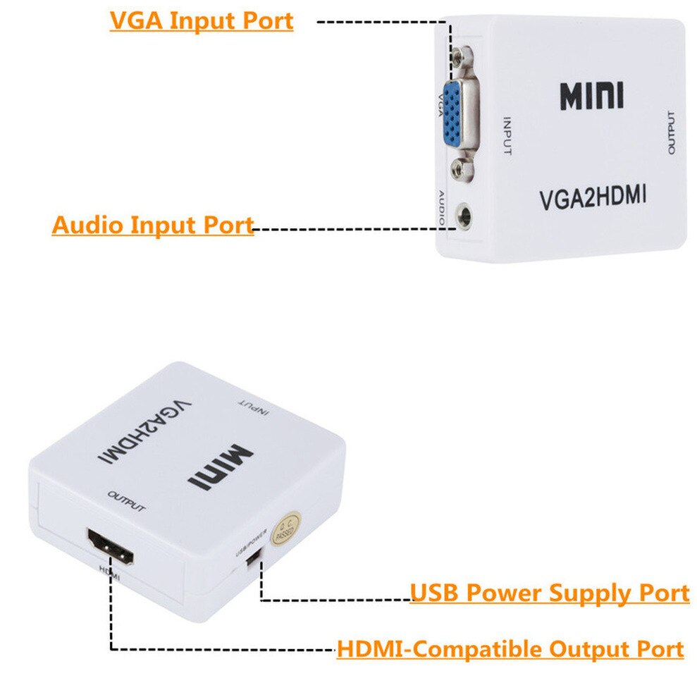 Hdmi-Comaptible Naar Av Converter Av/Cvsb L/R Video Box Hd 1080P AV2HDMI Ondersteuning Ntsc pal Output HDMI2VGA VGA2HDMI Converter Box