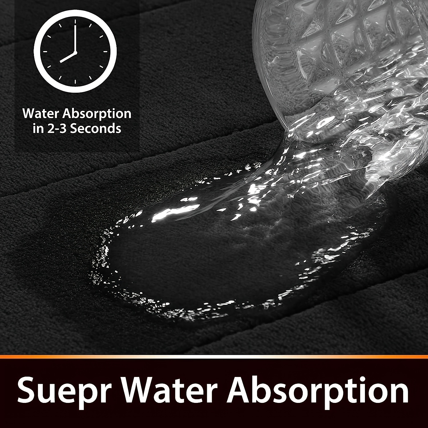 Alfombra gruesa absorbente para baño con bordado de color sólido peludo, alfombrilla gruesa para ducha, alfombrilla antideslizante para pies, alfombrilla de entrada resistente a la suciedad