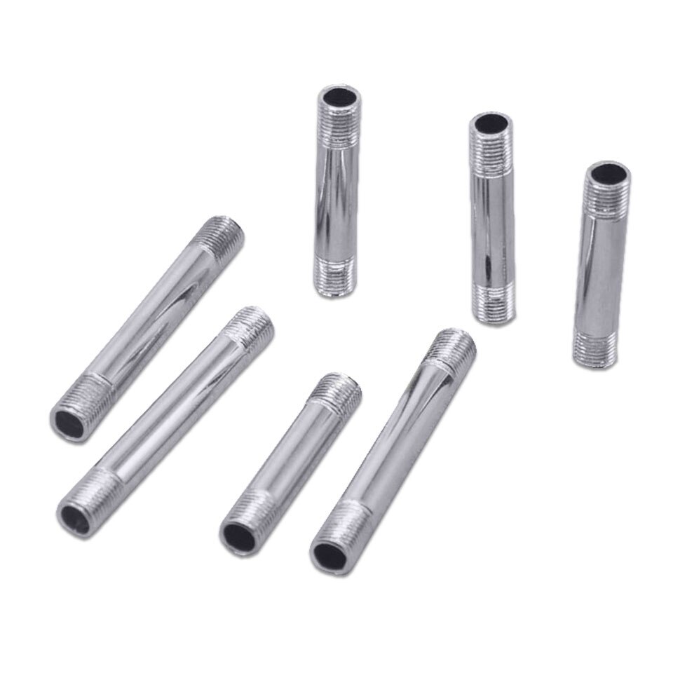 2 stk dia 9.3mm to utvendige tenner  m10 rett rør krom jernstang hult tannrør bordlampe gulvlys tilkoblingsrør