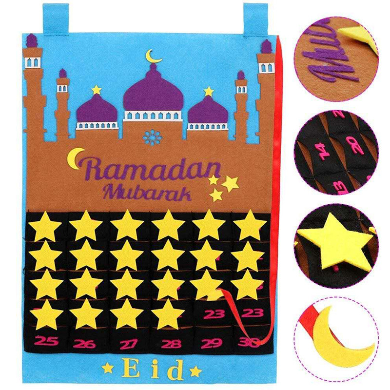 Eid Mubarak Advent Kalender Ramadan Kalender Twilight Vilt Countdown Decoraties Vilt Moskee Countdown Kalender Kinderen Aanwezig