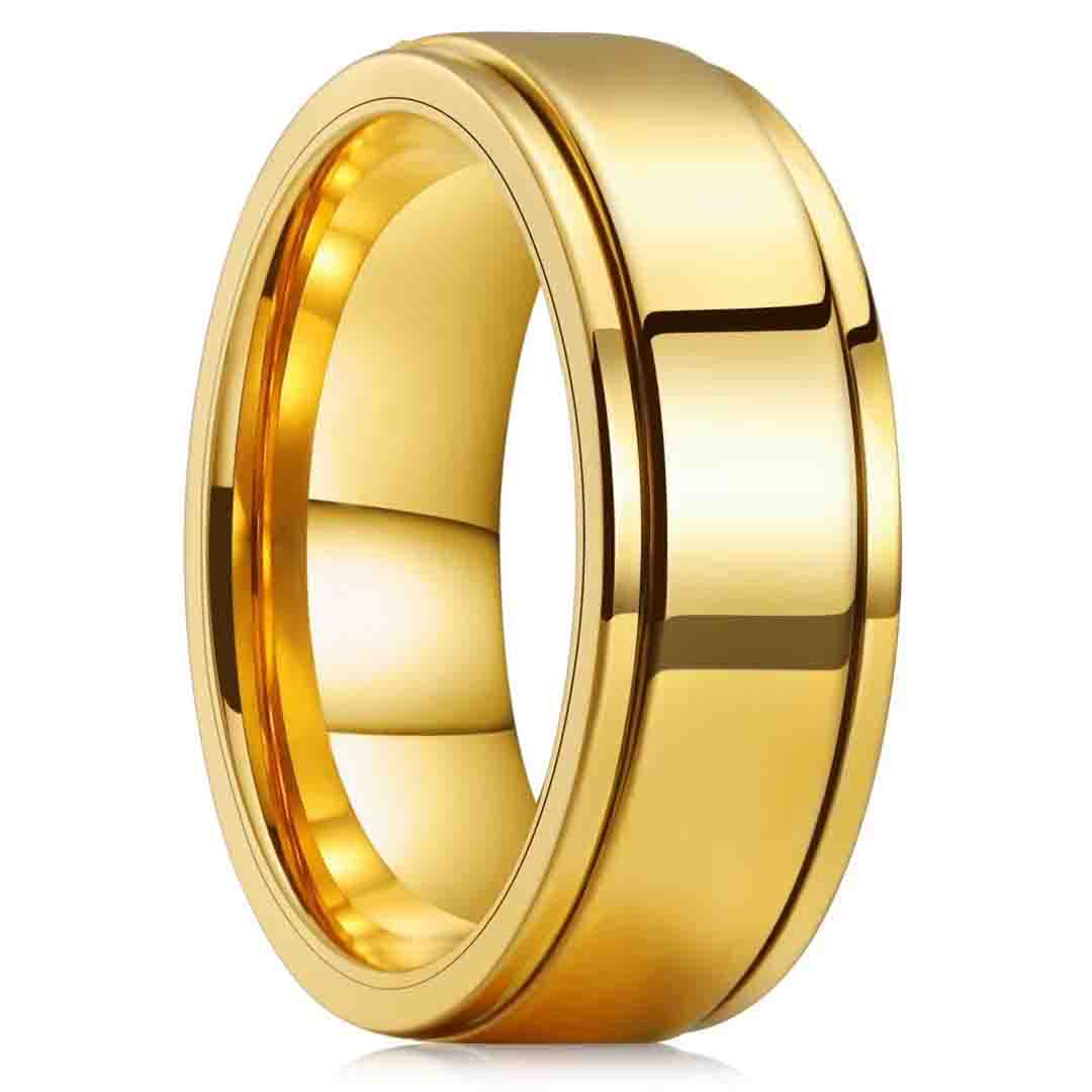 Edelstahl Angst zappeln Spinner Ringe für Männer cool Punk Spinnen Drehen Ringe für männer Anti betonen Hochzeit Band Schmuck: 9 / Grün