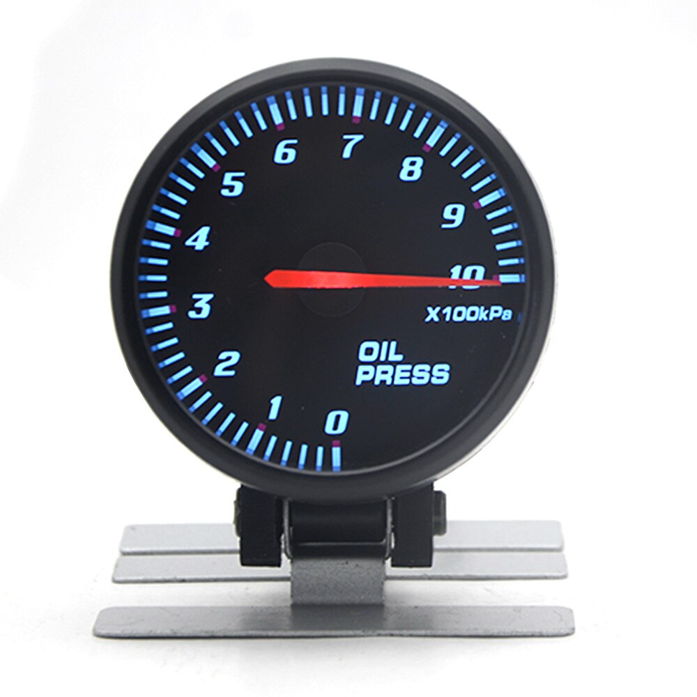 Tacómetro de cara negra para coche, voltímetro de aumento de 60MM, relación de combustible y aire, medidor EGT, presión de agua al vacío, temperatura de aceite, medidor de coche de 12V: Oil Press Gauge