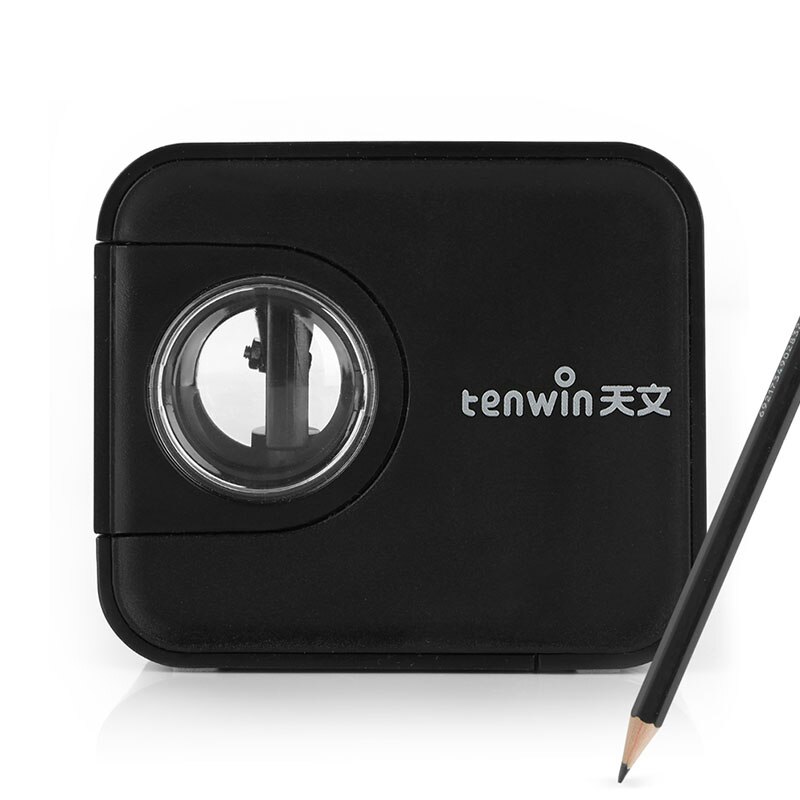 Tenwin Electric Pencil Sharpener Automatic Heavy Duty Stationery Cute Battery USB for Kids Children: black