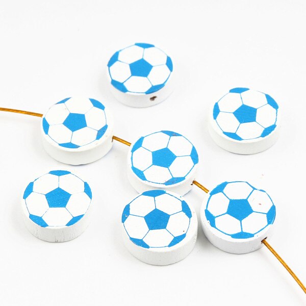 Cute Football Pattern 20Pcs Lead-Free Wood Beads For Jewelry Making Accessories Bracelets DIY Craft For Child 20mm: Color 2