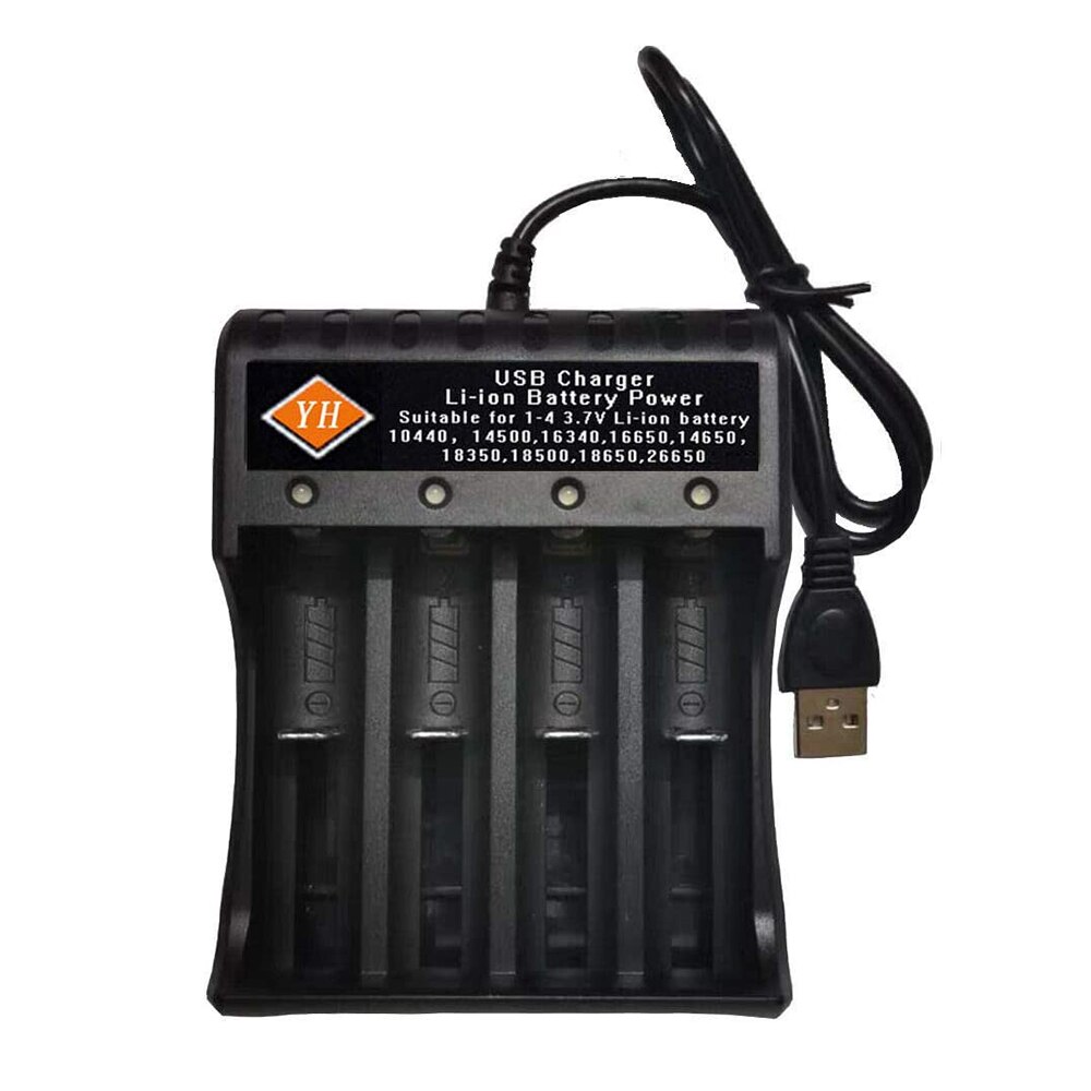 18650 Battery USB Charger 4 Slots 3.7V Li-ion Battery Power Over-charge Protection with 4Pcs 18650 Batteries