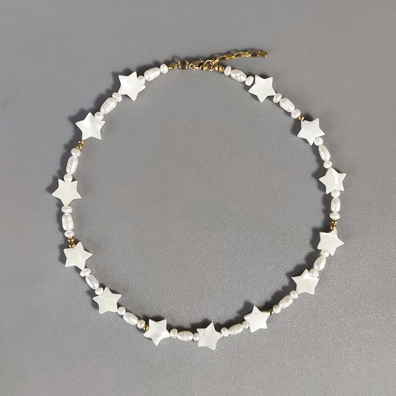 Natural Pearl Necklace for Women Colorful Natural Beaded Choker Exquisite Handmade Jewelry: BRASS PLATED