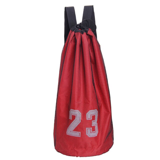 Sportsball ryggsekk basketball fotball oppbevaringsnett bag trening ball mesh bag: Rød