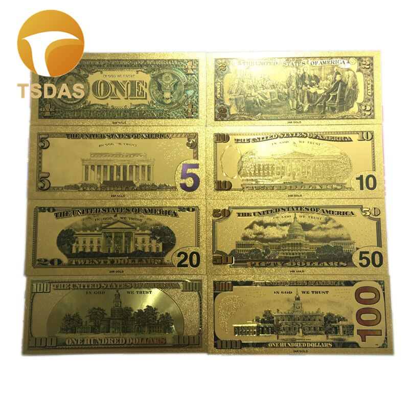 Alle typer amerikanske pengesedler dollar guld seddel  in 24k guldbelagt til indsamling