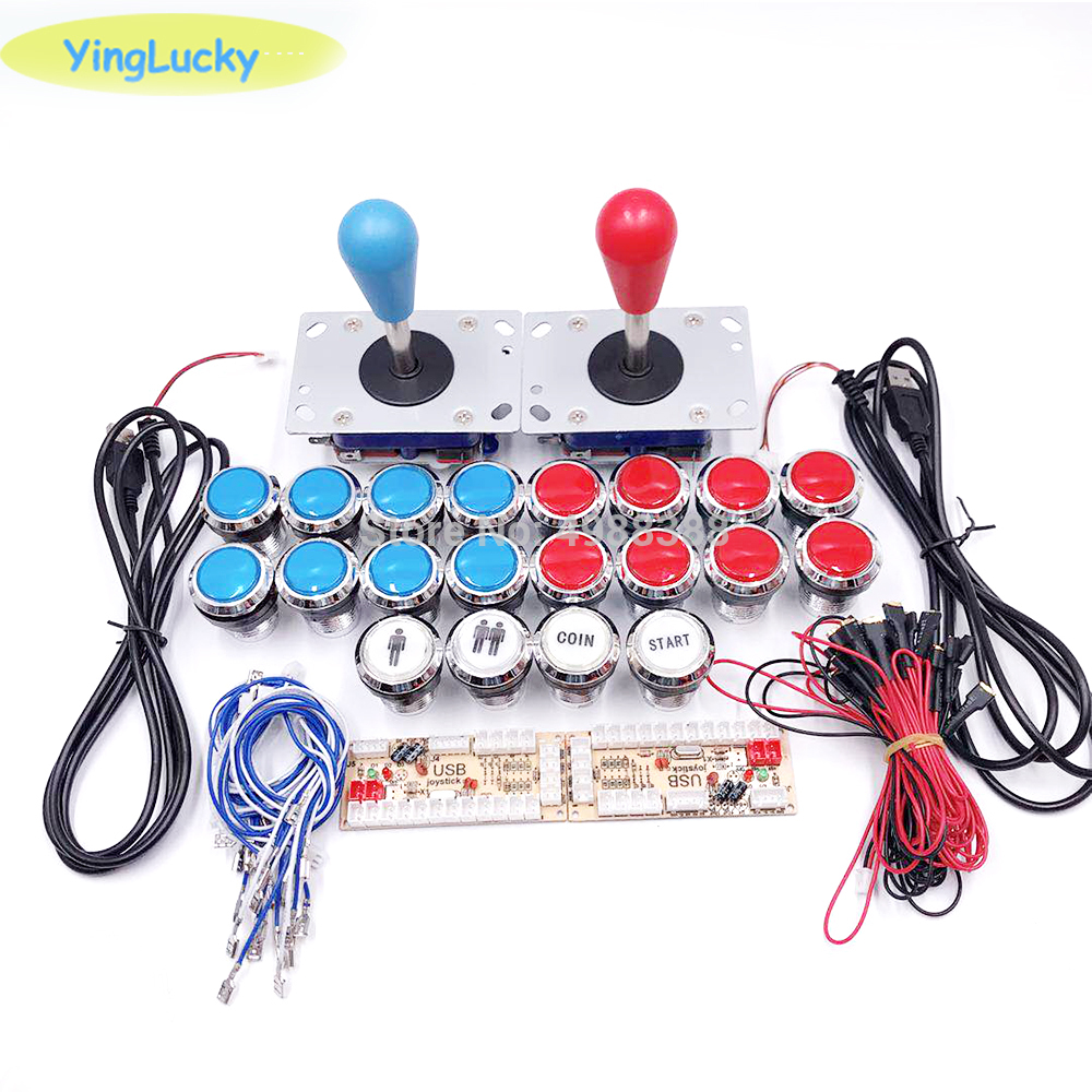 2 juegos de Arcade DIY, Joystick, Kits con 20 LED, Arcade botones + 2 Joysticks + 2 USB Kit de codificador + conjunto de piezas de