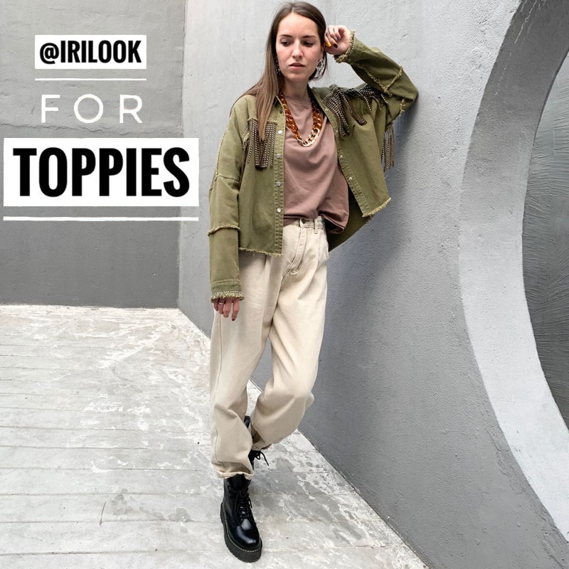 Toppies vårtofsar för bröst jeansjacka lös armégrön knappkappa kvinna jeansjacka oregelbunden fåll streetwear