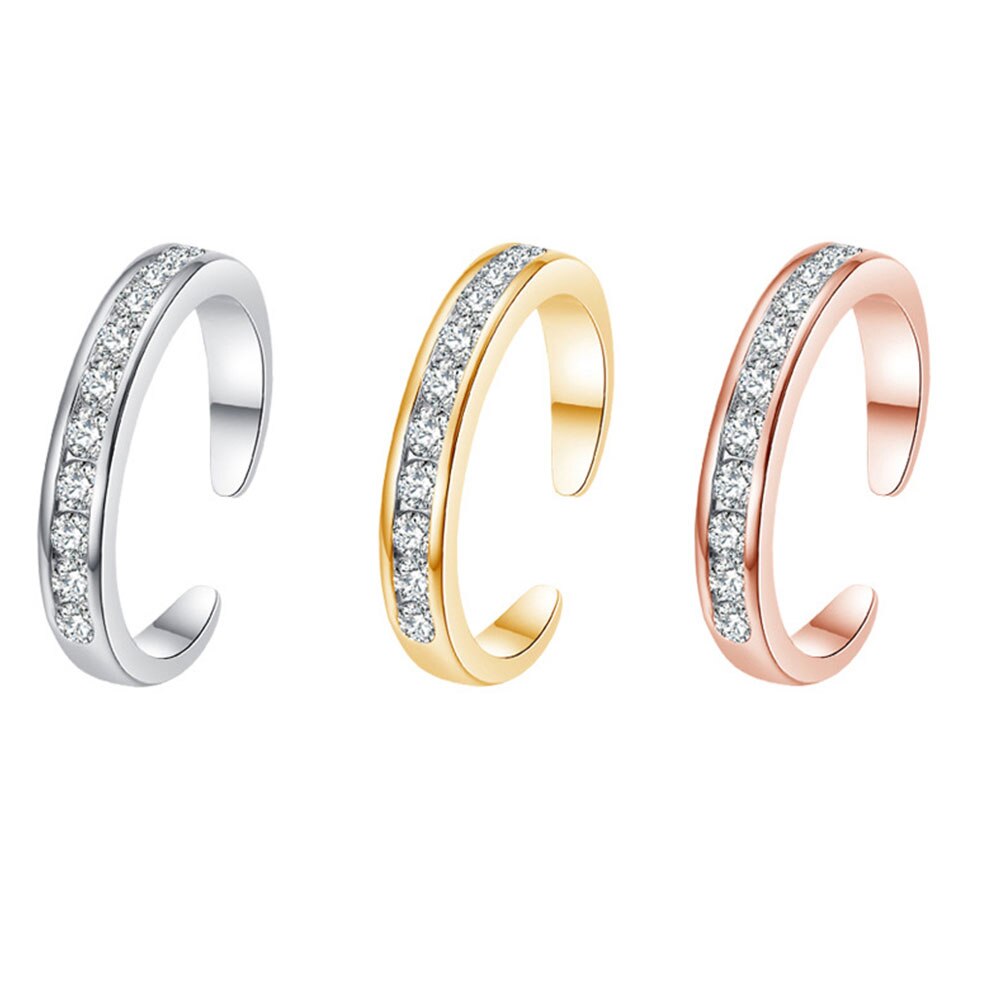Eenvoudige Legering Kristal Voet Ring Verstelbare Opening Teen Ring Voor Vrouwen Meisje Zomer Strand Sieraden Vinger Ring