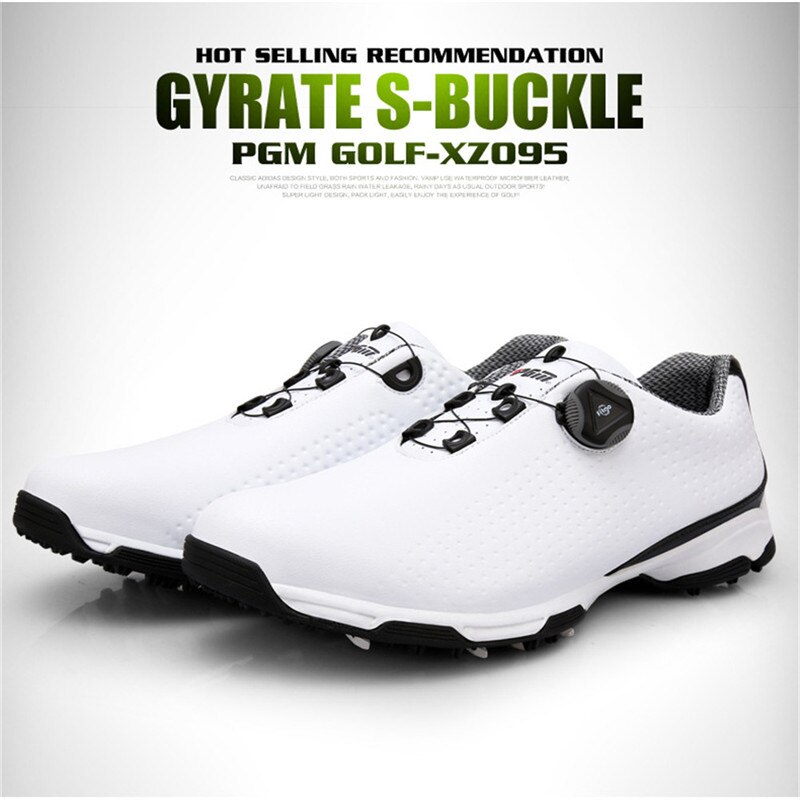 Authentic PGM Golf Shoes Men Sports Shoes Knobs Buckle Breathable Shoes Waterproof Anti-slip Mens Training Sneakers XZ095