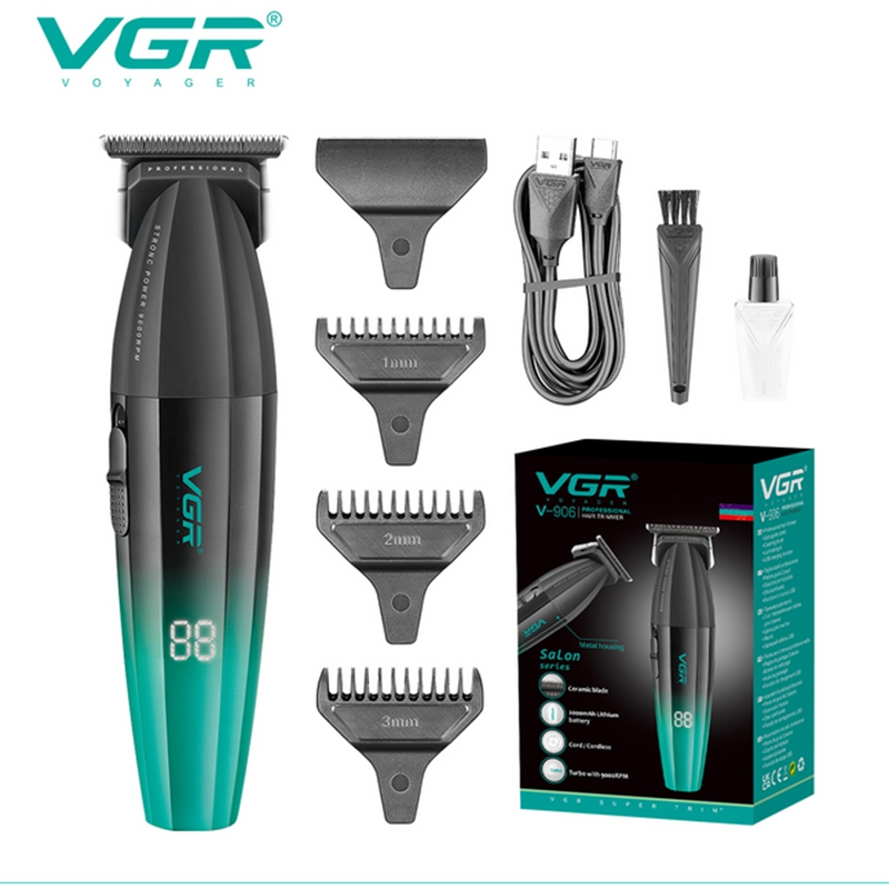 VGR tondeuse à cheveux professionnelle électrique Rechargeable tondeuse à cheveux barbe Kit de coupe de cheveux Machine de barbier tondeuse faciale pour hommes V-906