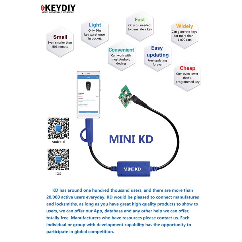 KEYDIY Mini KD Remote Key Generator Remotes in Mobile Phone Support Android Similar with KD900 + B11 B29 B09-4 B20-3+1 B01-3+1