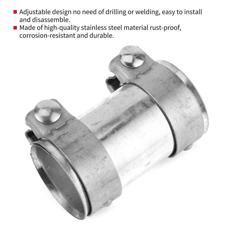 exhaust manifold stainless pipe 2.5in Exhaust Pipe Coupling Connector Double Clamp Tube Joiner Universal Accessory for Car