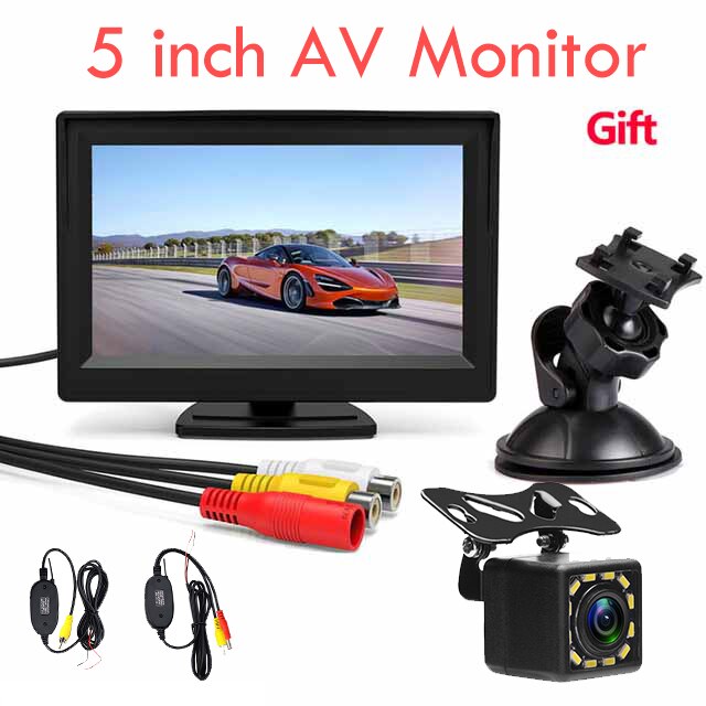5 inch TFT LCD Screen Car Monitor HD800*480 Reversing Parking Monitor with 2 Video Input For Reverse Rearview Camera: Black 5 inch 12 2.4