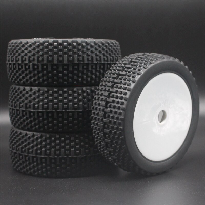 White Black Green Yellow Red RC 1:8 Off Road Car Buggy Rubber Tires & Plastic Wheel Rims HUB HEX: 81w-801-4