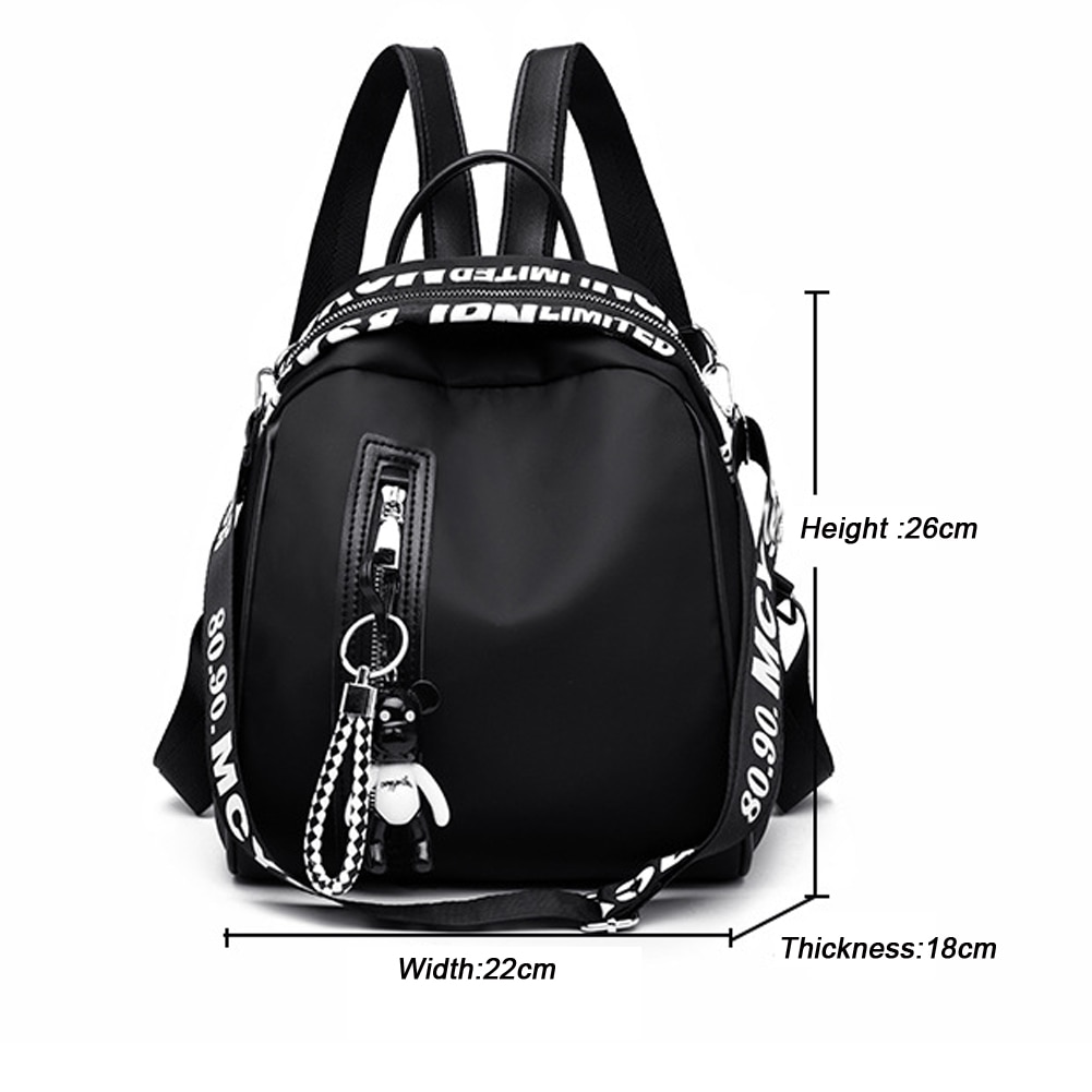 Kvindelig anti-tyveri rygsæk klassisk bjørn ornamenter oxford klud ensfarvet rygsæk rejse rygsæk taske