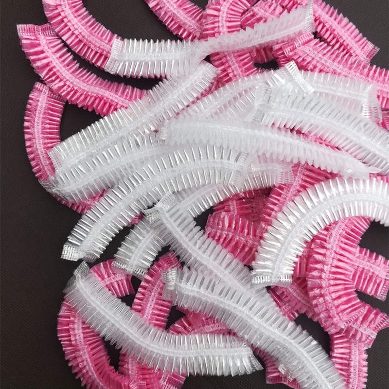 50/100Pcs Disposable Shower Cap Plastic Bathing Caps Waterproof Hotel One-Off Shower Hat Travel Salon Home Bathroom Products