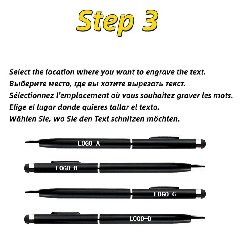 20-200 pennen per pakket Mini metalen 2-in-1 Stylus Universele balpen Aangepast logo Tekstgravure Kantoor School Reclamepen