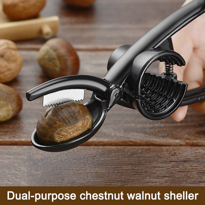 Multifunctionele 2 in 1 snelle kastanjeklem notenkraker schiller walnotentang metalen moeropener aluminiumlegering keukengereedschap hfing