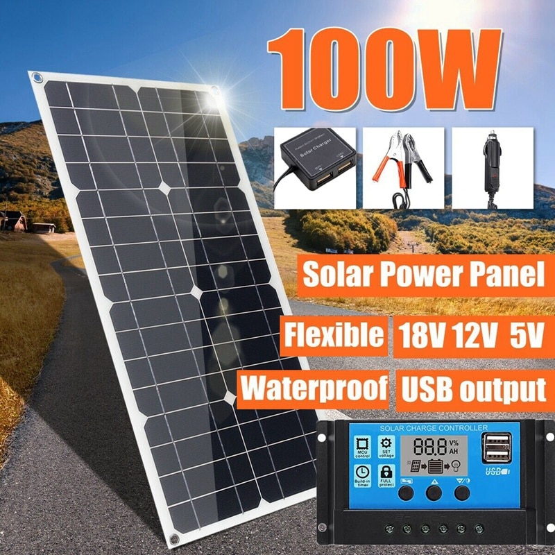 100W 18V Flexibele Sunpower Semi Zonnepaneel Battery Charger Kit Met Controller