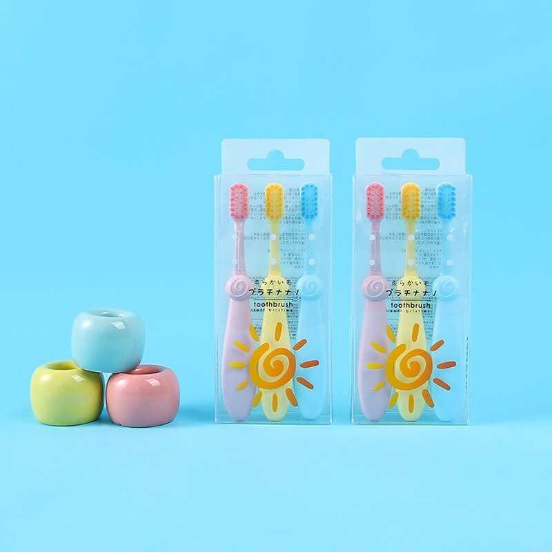 Style Short Handle Children Tooth Brush 3-8 Years Soft Bristle Protection Gingival Anti-off Toothbrush 3 Pack Manufacturers