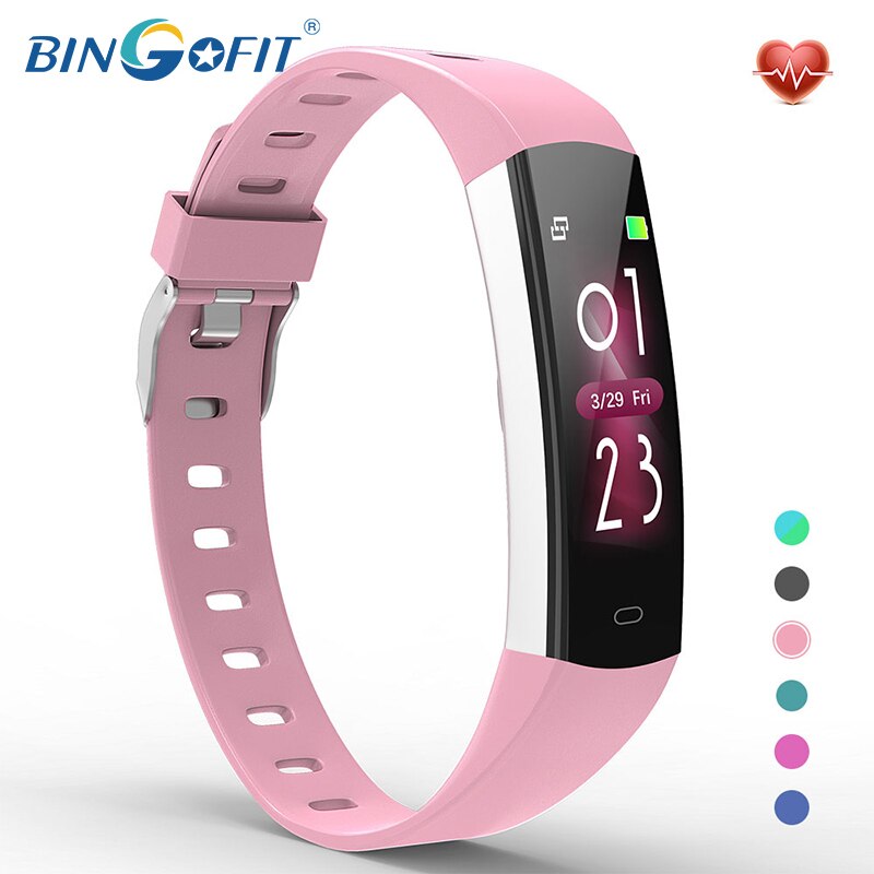 BingoFit Original FT905HR Smart Bracelet Waterproof Sport Smart Band Fitness Tracker Bluetooth Wristband For Kids Android IOS: pink