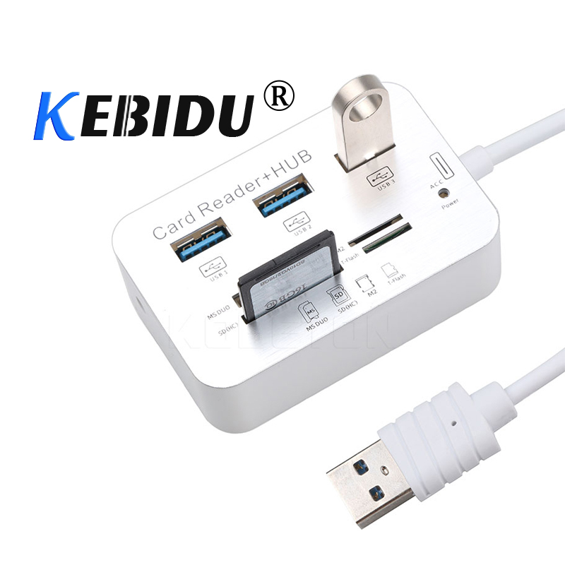 Kebidu USB Hub 3.0 Combo 3 Poorten Kaartlezer High Speed USB Splitter Alles In Een USB 3.0 Hub Voor PC Computer Accessoires Notebook