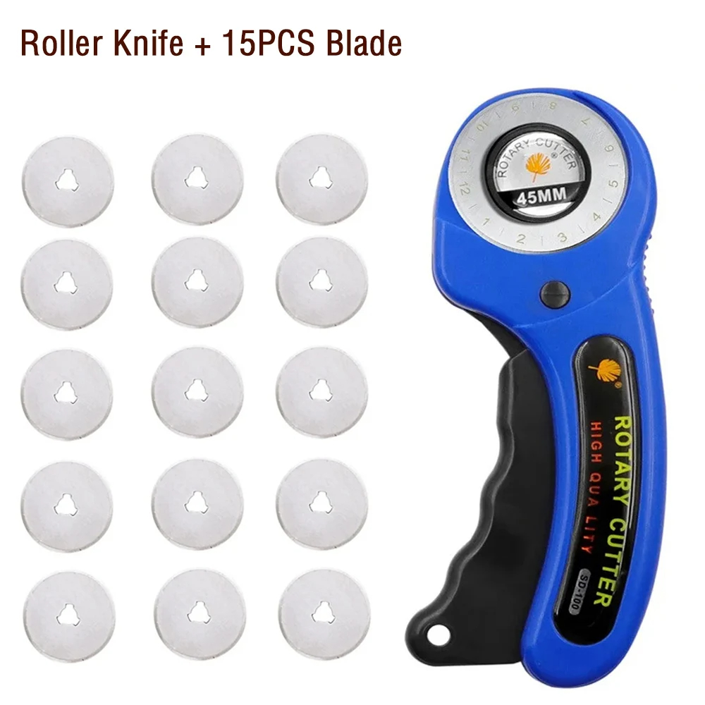 45mm Leather craft Rotary Cutter Leather Cutting Tool Leather Craft Fabric Circular Blade Knife DIY Patchwork Sewing Quilting: Blue