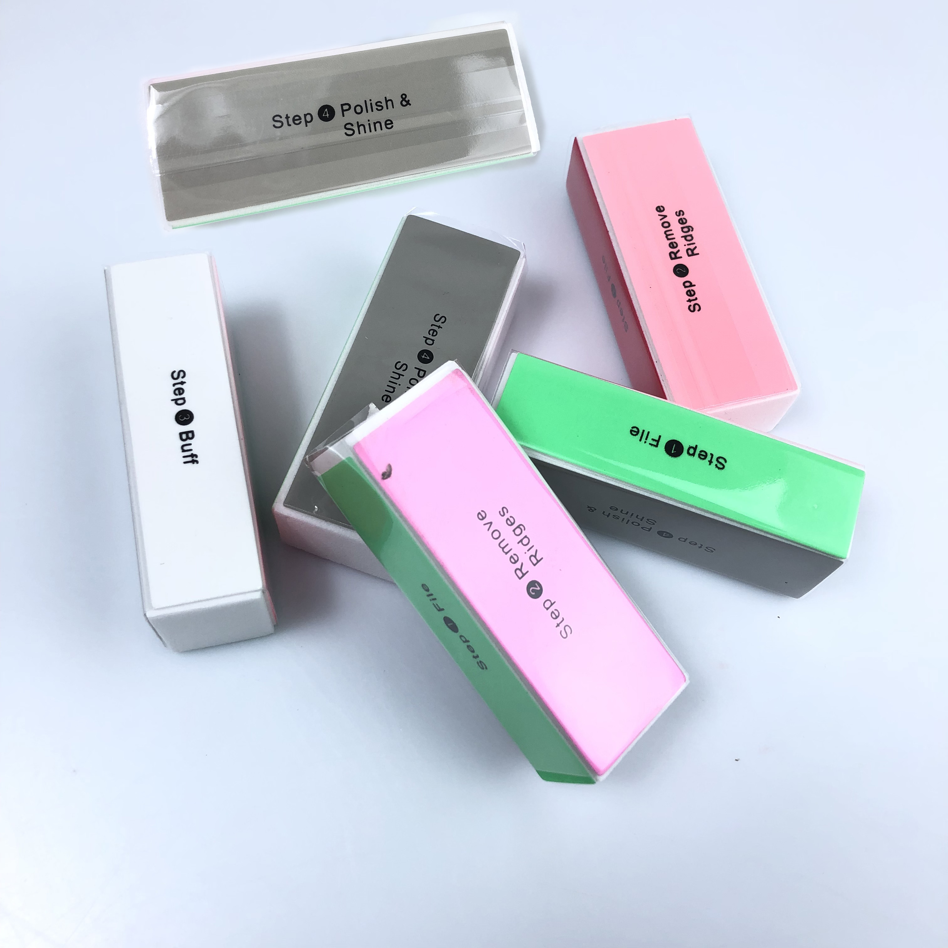 Lima pulidora de uñas de 4 pasos, bloque de pulido de lijado, pulidor de uñas de colores, herramientas para el cuidado de uñas y pedicura,