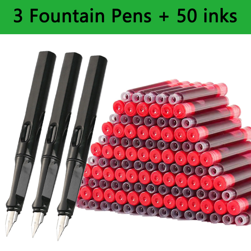 Juego de tinta reemplazable para pluma estilográfica, tinta negra/azul/roja EF, suministros escolares, papelería para escribir, caligrafía, 53 Uds.: naranja