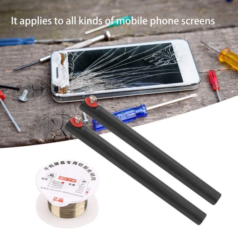 0.08mm 100M Golden Molybdenum Wire Cutting Line with Handle For iPhone Samsung Glass LCD Screen Separator