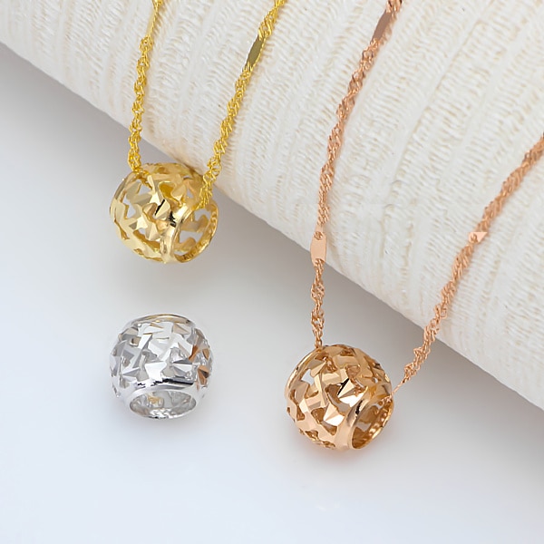 1PCS Genuine 18K Gold Pendant White Gold Rose Gold Lucky lulutong Bead Hollow Ball Pendant For Women Girl