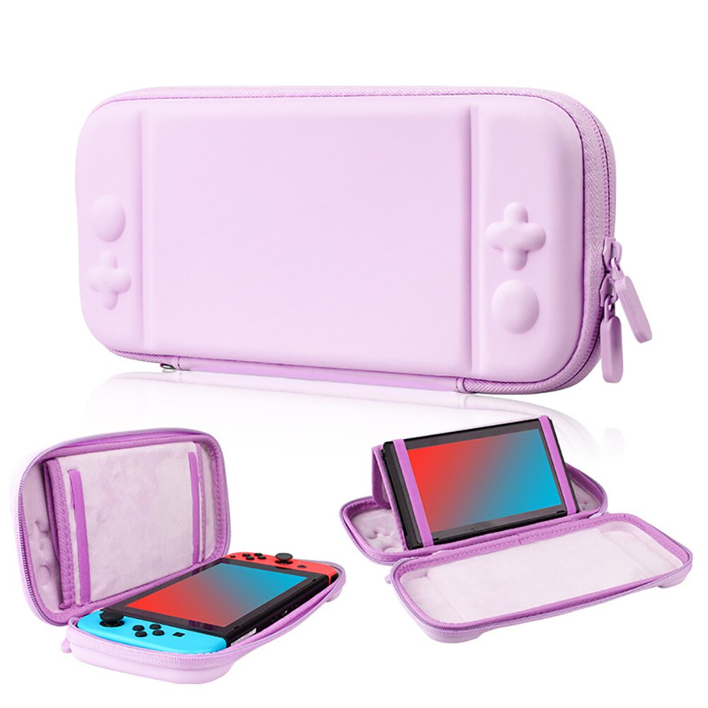 iBen Storage Bag For Nintend Switch Portable Travel Protective Bag Water-Resistent PU Carrying Shell Case For Switch Game: Purple with stand