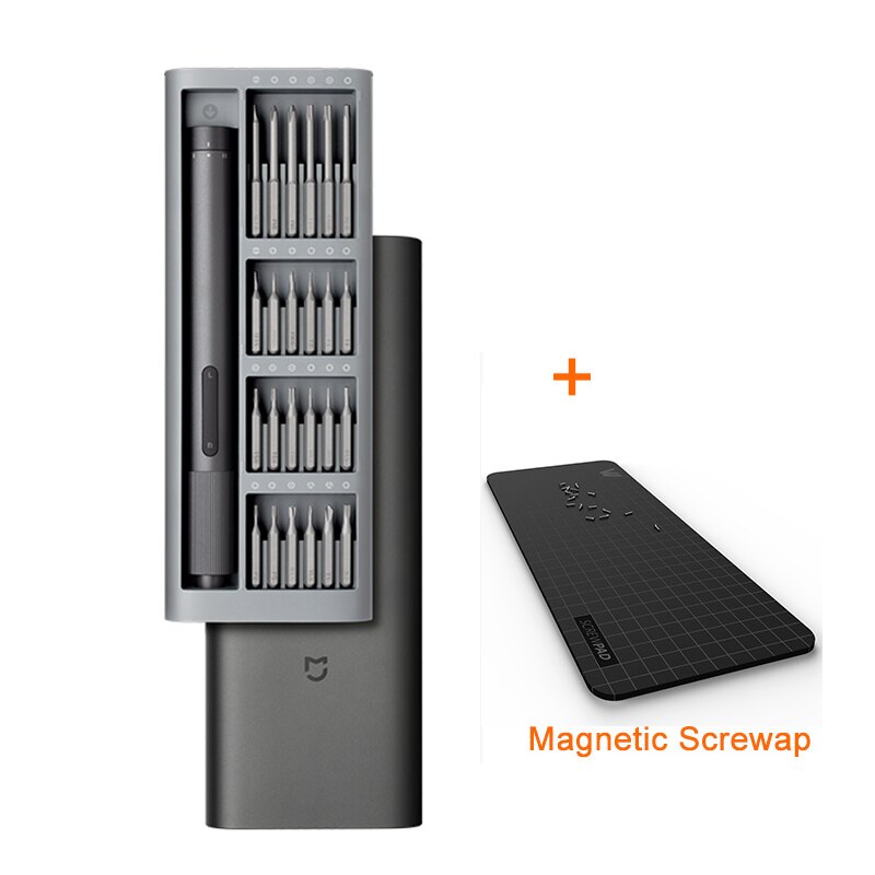 Xiaomi Norma Mijia Cacciavite Elettrico kit di 24 impostato di Cacciaviti di Precisione S2 Testa 2 Ingranaggio Controllo di Coppia con Magnetico Caso di Alluminio: grigio add Wowpad