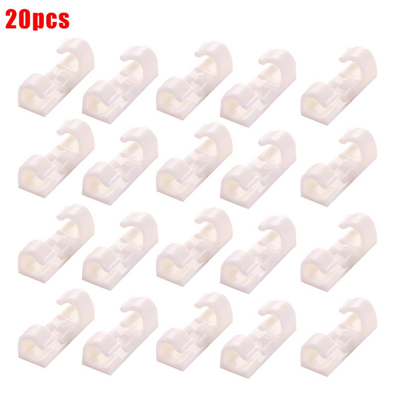 20 Draad Storage Klem Fixing Gereedschap Duurzaam Kabel Klem Kabel Shell Datakabel Afwerking Houden Netjes En Ordelijk BV789: WHITE