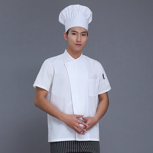 Chef Uniform Summer Short-sleeve pocket Breathable Restaurant Food Service Chef Jacket Kitchen: 1 / M