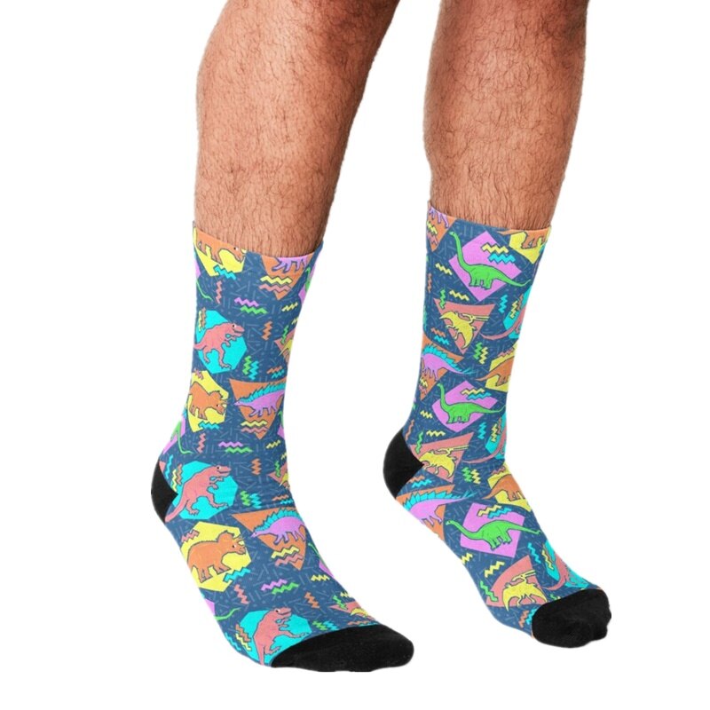 Grappige Mannen Sokken Maan Glow Night Strand Gedrukt Hip Hop Mannen Gelukkig Sokken Leuke Jongens Street Style Crazy sokken Voor Mannen: W95