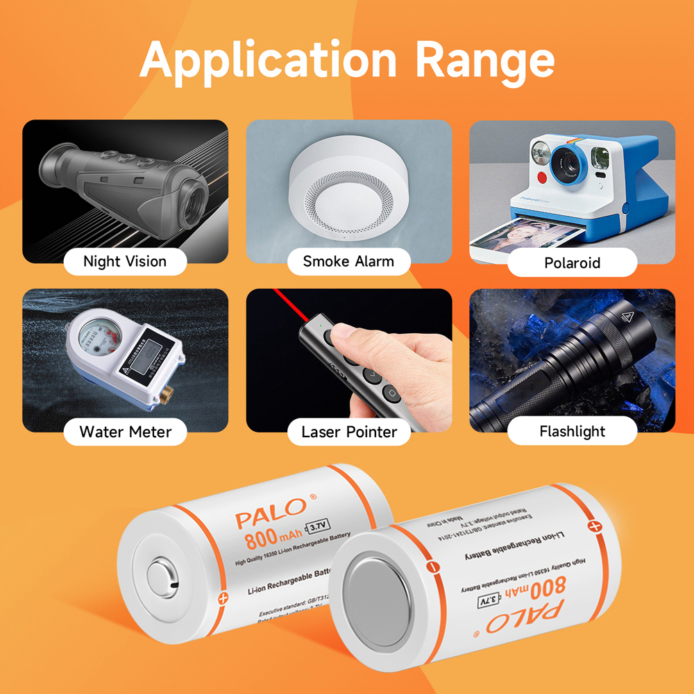 PALO 16340/16350 wiederaufladbare batterie 3,7 v 800 mAh 16340 Li-Ion batterien CR123A batterie Für LED Taschenlampe CR123 CR17345 cr123a