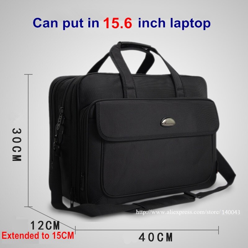 Brand Business 15.6 inch Laptop Waterproof Oxford Men Large Capacity Shoulder Strap Black Briefcase