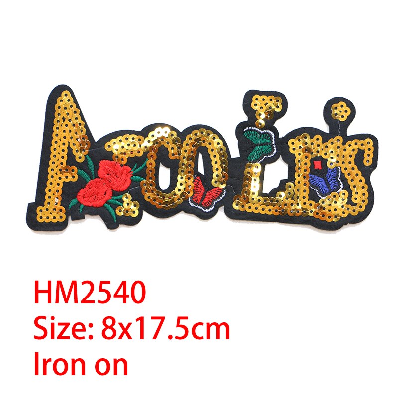 Rose Bloem Decoratieve Letters Patch Liefde Pailletten Icoon Geborduurde Applique Patches Voor Diy Ijzer Op Badges Op Rugzak, Kleding: HM2540