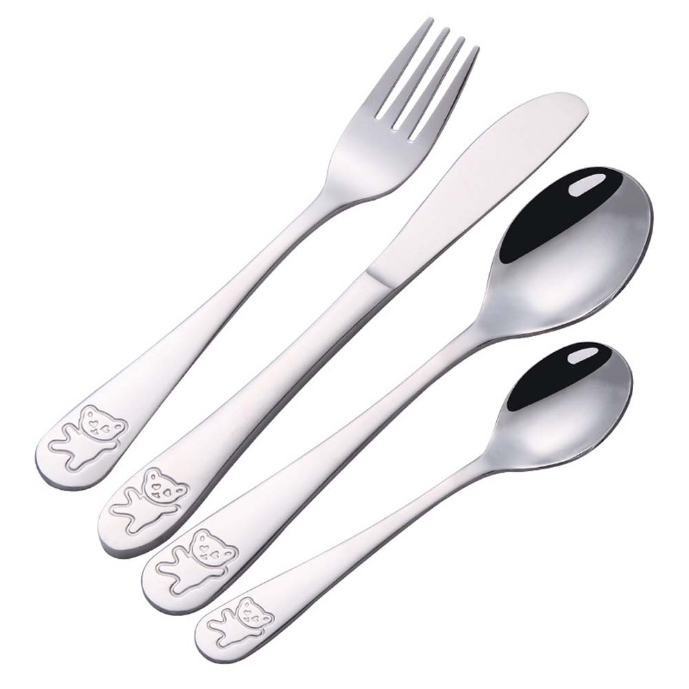 1Pcs Baby Dishes Stainless Steel Teaspoon Spoon Fork Knife Utensils Set Baby Kids Learning Eating Habit Children Tableware
