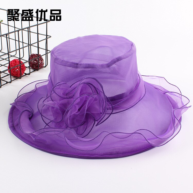 Elegante Dames Hoed Organza Hoed Bruids Hoed Mesh Hoed Party Gelegenheid Hoed Bruiloft Buiten Voor Jurk Vrouwen Zonnehoed cap Voor Vrouwen: Paars