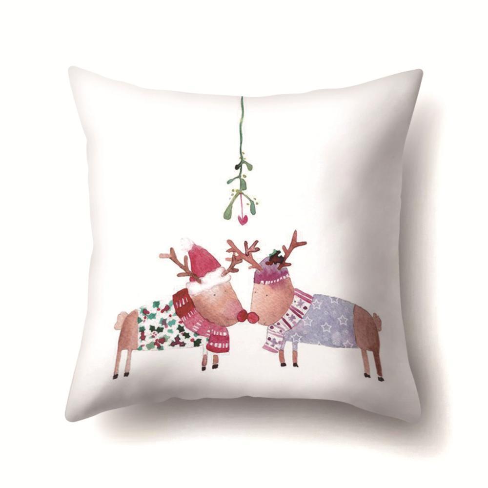 Mignon cerf noël housse de coussin Polyester décoratif jeter oreiller noël nouvel an décor à la maison cojines decorativos para canapé 40543: 2BZ-40543-096