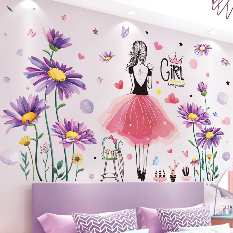 [shijuekongjian] Cartoon Girl Wall Stickers DIY Fl... – Vicedeal